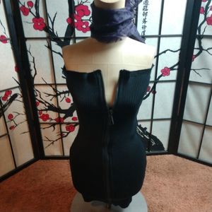 Black knit zipper mini tube dress Better Be NWOT M